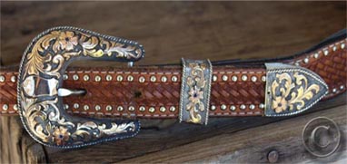 Sterling three piece sapphire buckle set