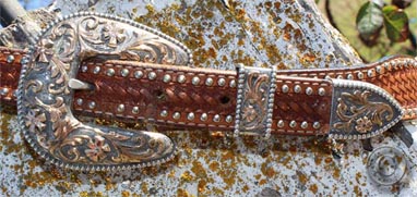 Sterling three piece diamond gold fill buckle set
